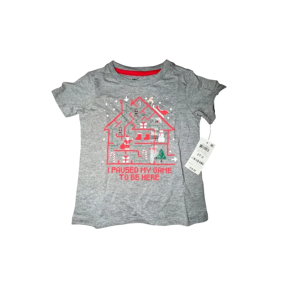Epic Threads Kids T Shirt Gray Graphic Tee I Paused My Game‎ To Be Here, Size 2T - Picture 2 of 7